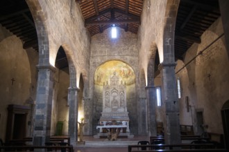 Altar in the Catholic church in the Romanesque style