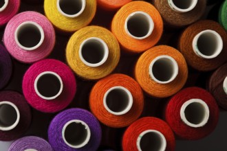 Sewing threads multicolored background closeup