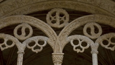 Cloister, basement window with pretzel-like tracery in Emanuelian style, St., Sankt, Saint