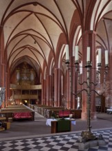 Werben Altmark Stadtkirche St Johannis 87732 Interior facing west 1412-67 built Standing chandelier