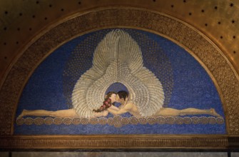Wedding tower, entrance hall Wall mosaic THE KISS, 1908 by Friedrich Wilhelm Kleukens