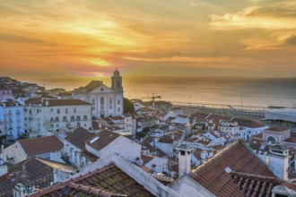 Lisbon Portugal sunrise city skyline at Lisbon Alfama district