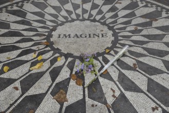 Strawberry Fields Memorial, mosaic in memory of John Lennon, Central Park, Manhattan, New York