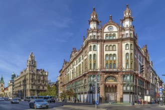 Building of Parisi Udvar Hotel in Budapest downtown, Hungary, Europe