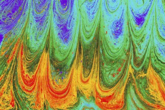 Beautiful abstract art of Ebru marbling painting techniques on water with acrylic paints