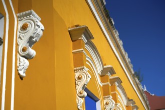Merida city colorful facades of Yucatan in Mexico