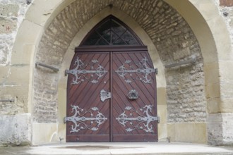 Historic portal, new building hall, door lock, decoration, granary, Middle Ages, Schwäbisch Hall,