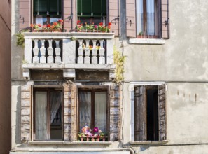 Venezianische Fenster mit Blumen