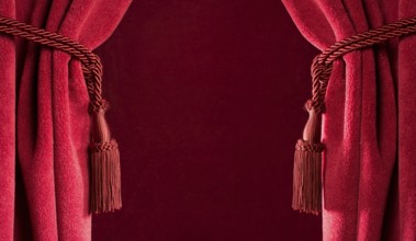 Red theatre curtains and red tassels