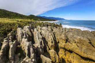 Pancake Rock is a natural wonder of New Zealand. Incredible journey to the ends of the world. Stone