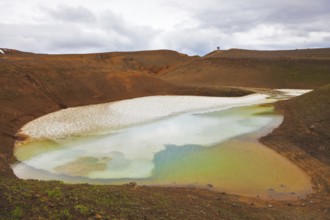 Unusual Iceland. In the hollows are last year's snow fields