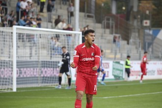 Yann Sturm (SC Freiburg II / U23) celebrates the 1-0 Tor tor by Marco Wörner (SC Freiburg II / U23)