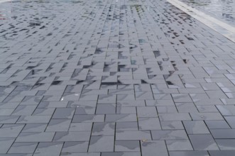 Paved deserted pedestrian zone in the city centre