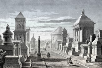 The Appian Way or Via Appia near ancient Rome, reconstruction