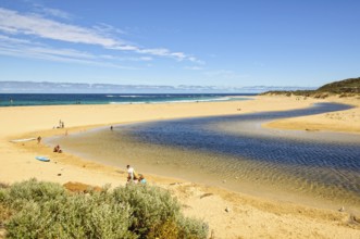 The mouth of Margaret River at the northern end of Calgardup Bay, Prevelly, WA, Australia, Oceania