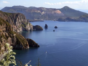 Lipari Islands, view from Lipari to the large crater of Vulcano