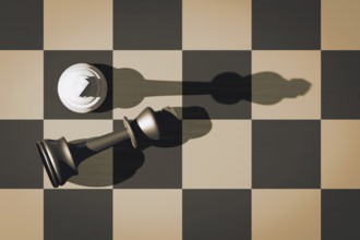 Chess two kings checkmate 3D illustration