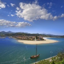 Ribadesella village aerial view in Asturias of Spain