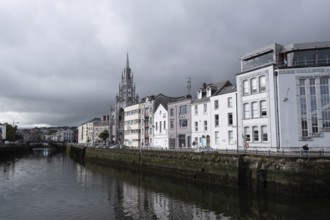 Cork, Ireland, September 9 2021: Urban cityscape of cork city and river lee in Ireland europe,