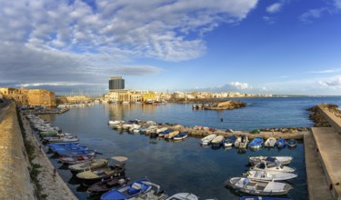 Gallipoli, Italy, 29 November, 2023: view of the harbor and sports marina of Gallipoli in Apulia,