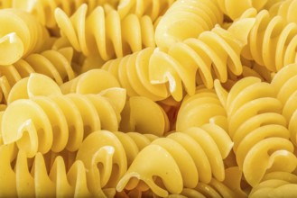 View of raw spiral pasta close up