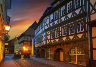 Nordhausen city facades at sunset in Thuringia Germany