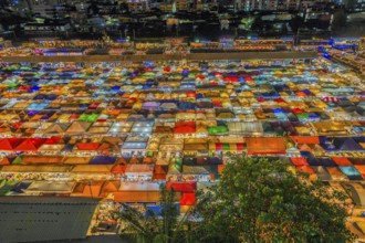 Night view of Talat lot Phi Ratchada Thailand. Shooting Location: Bangkok, Thailand, Asia