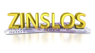 Some 500 Euro banknotes with the word without interest in german language