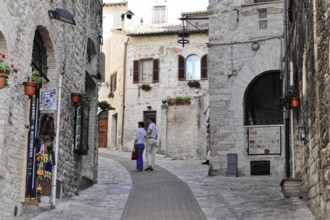 Old town alley, city centre, old town, centre, Assisi, Italy, Narrow historic alley with stone