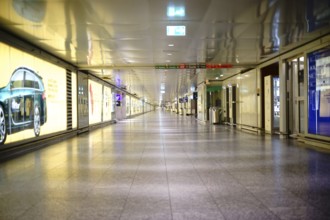 Frankfurt, Germany - November 25, 2016: An subway or connecting tunnel of individual airport