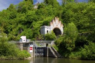 Germany, Hesse, Weilburg an der Lahn, ship tunnel, boat tunnel, lock, Federal Republic of Germany,