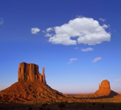 Monument Valley West Mitten and Merrick Butte sunset shadows Utah