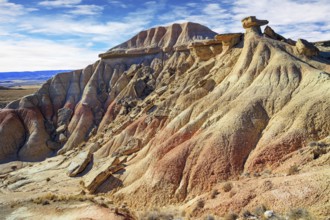 The rock of Castildetierra. Bardenas Reales, the Spanish province of Navarre. Journey to the warm