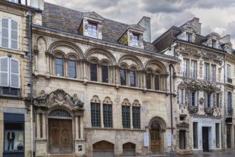 Street with historical houses in Dijon city center, France, Europe