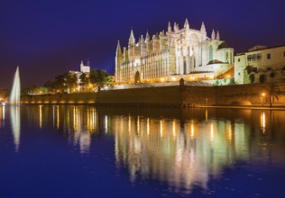 Palma de Mallorca Cathedral Seu sunset in Majorca Balearic islands of Spain