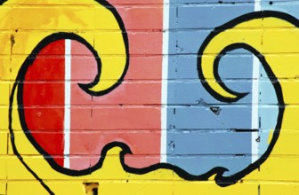 Graffiti details in yellow and black colours