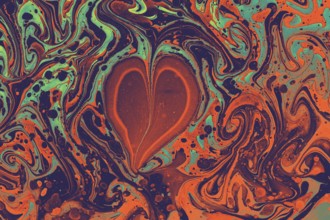 Beautiful abstract art of Ebru marbling painting techniques on water with paints