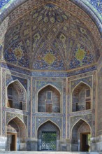 Iwan of Tilya Kori Madrasa, Samarkand, Uzbekistan, Asia