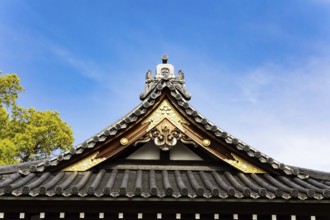 Temple roof. Decor element. Flower Temple by Kameido Tenjin. The temple is dedicated to the