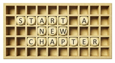 A wooden grid with cubes start a new chapter 3d illustration