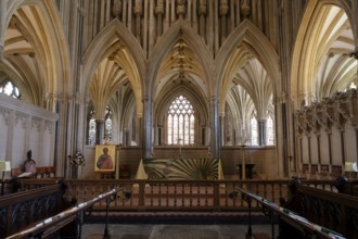Interior view, altar, Wells Cathedral, Wells, England, Great Britain