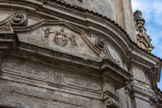 Close view of the baroque facade of the church of Purgatory in Matera, Southern Italy