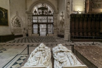 Burgos, Spain, 14 April, 2024: view of the tomb of the Duke and Duchess of Frias in the Chapel of