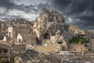 View of church of Saint Mary of Idris in historic downtown Matera, Southern Italy