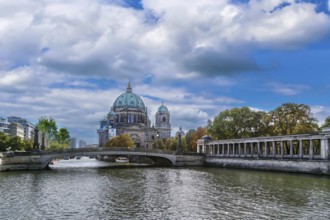 View of Berlin Cathedral from Spree river, Germany, Europe