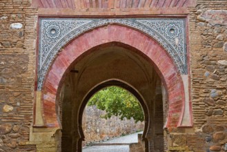 Alhambra arch Puerta del vino in Granada of Spain Wine muslim Door