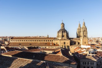 Cityscape of the old town of Salamanca with the church of La Clerecia. Castilla Leon, Spain, Europe