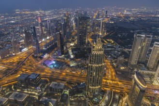 Sunset on the Burj Khalifa, Dubai, United Arab Emirates, Asia