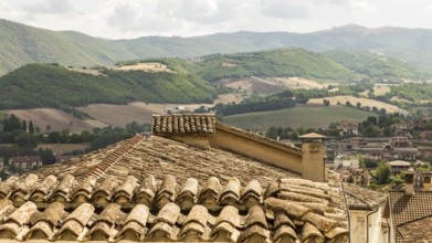 View of the ancient roofs of Assisi Italy