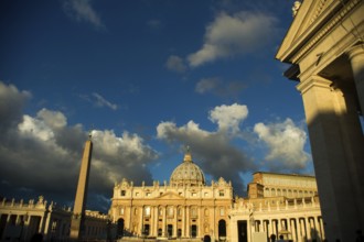 View of St. Peter's Basilica in the Vatican, given the early hours of the day